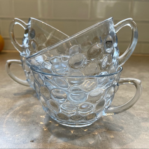 Anchor Hocking Blue Bubble Depression Glass Cup 4 - Picture 4 of 10